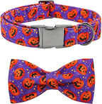 Dog Collar - Halloween Pumpkin Bowtie Pet Collar Gift Soft Bow Collar Pet by BoboRainbow