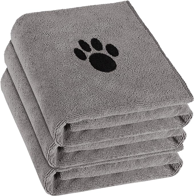 3 Pack Microfiber Dog Towels for Drying Dogs, Super Absorbent and Soft Pet by Puomue