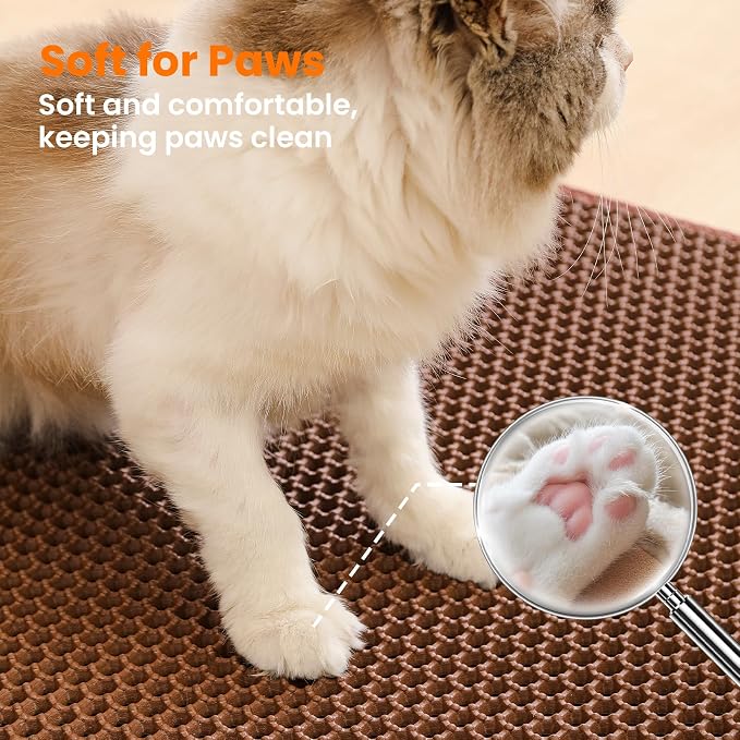 Extra Large Cat Litter Mat, 30x22 Inches Honeycomb Double Layer Cat Litter - Image 7