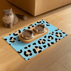 Puppy Feeding Mat 24x16 inch Blue Leopard Print Pet Bowl Placemat Non Slip - Image 9