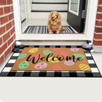 Tinideya 2 Pcs Easter Day Door Mat Eggs Welcome Non Slip Coir Mats Holiday - Image 4