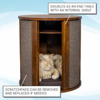 The Refined Feline Purrrrfect End Table Cat Bed Cave in Mahogany Brown - Image 2