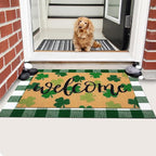 Tinideya 2 Pcs St. Patrick Day Door Mat Welcome Non Slip Coir Mats Clover - Image 4