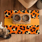 Puppy Feeding Mat 20x12 inch Orange Leopard Print Dog Bowl Placemat Non Slip Mat - Image 5
