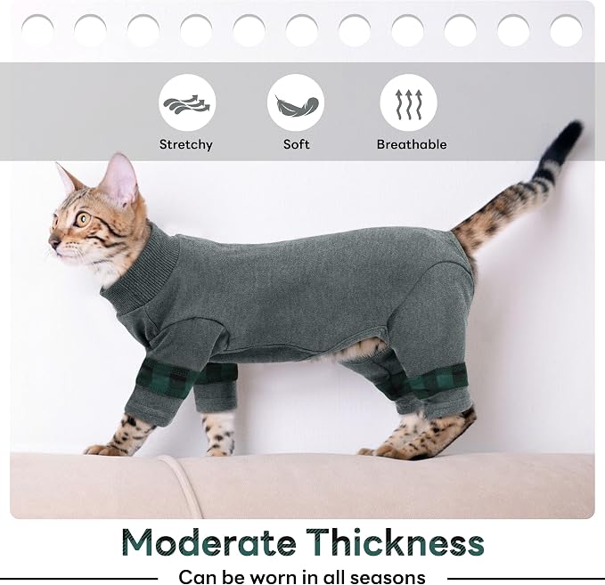 PUMYPOREITY Cat Shirt with Rear Snap Closure, Stretchable Cat Sweater, Comfort - Image 3