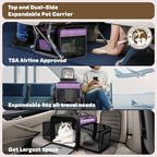 Top and 2 Sides Expandable Pet Carrier 17x11x9.5, TSA Airline Approved Small - Image 2