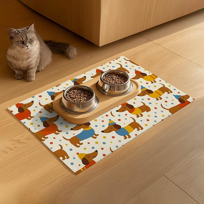Adorable Dachshund Puppy Pet Food Mat - Image 9