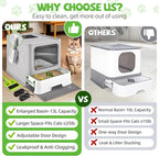 Cat Litter Box with Litter Mat, Foldable Extra Large Free in and Out/One-Way - Image 3
