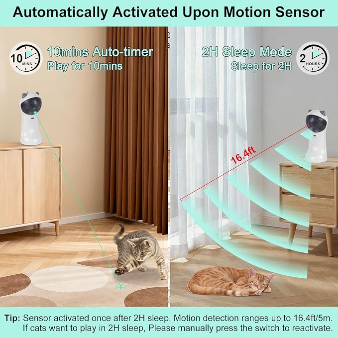 TBTeek Cat Toy, Automatic Motion-Activated, 5 Fun Patterns, 4 Speed Modes - Image 5