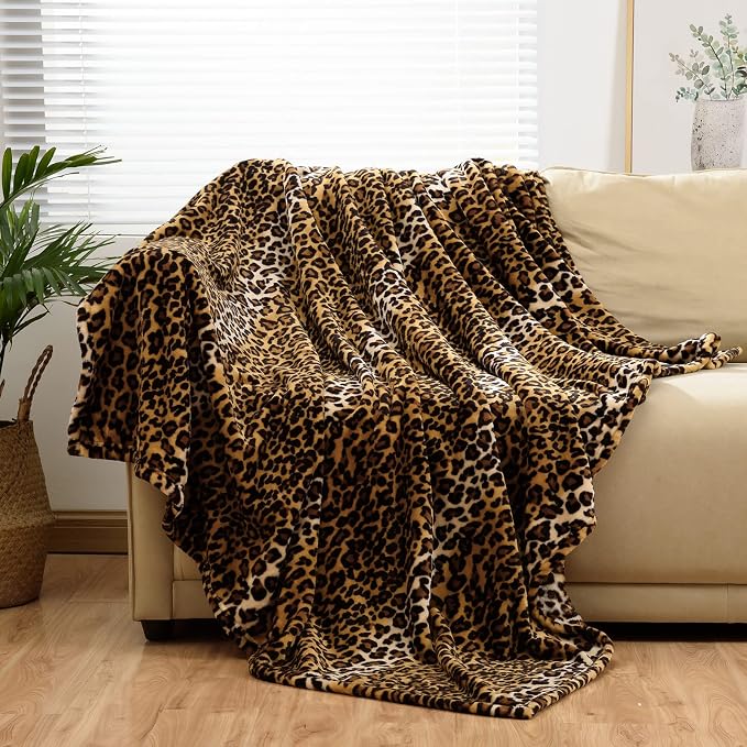 Bnuitland Leopard Print Flannel Twin Size Blanket - Image 9