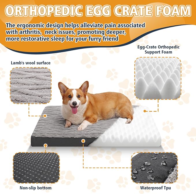 Orthopedic Dog Beds Large Sized Dog – Waterproof Plush Pet Mattress - Image 6