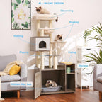 Hey-brother Cat Tree with Litter Box Enclosure, Modern Cat Tower - Image 2