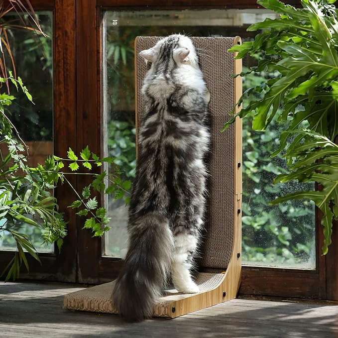 FUKUMARU Cat Scratcher, 26.8 Inch L Shape Cat Scratch Pad Wall Mounted - Image 5