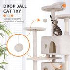 70 Inch Beige Cat Tree, Tall Cat Tower - Image 2