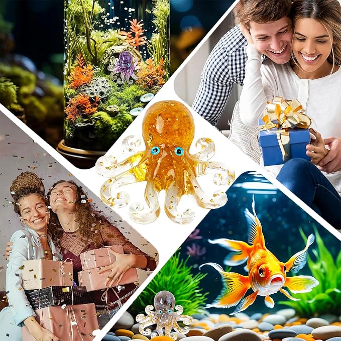 Natural Crystal Gravel Octopus Resin Marine Animals Fish Tank Decorative - Image 6