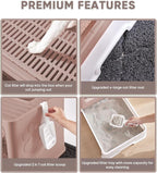 Cat Litter Box with X-Large Litter Mat and Scoop, Large Covered Litter Box with - Image 5