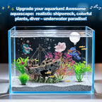 6 Pcs Aquarium Decor Set Shipwreck Decoration Little Diver Floating Fish Tank - Image 6