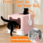 Enclosed Cat Litter Box with Lid Top Exit Covered Metal Stainless Steel Litter - Image 2