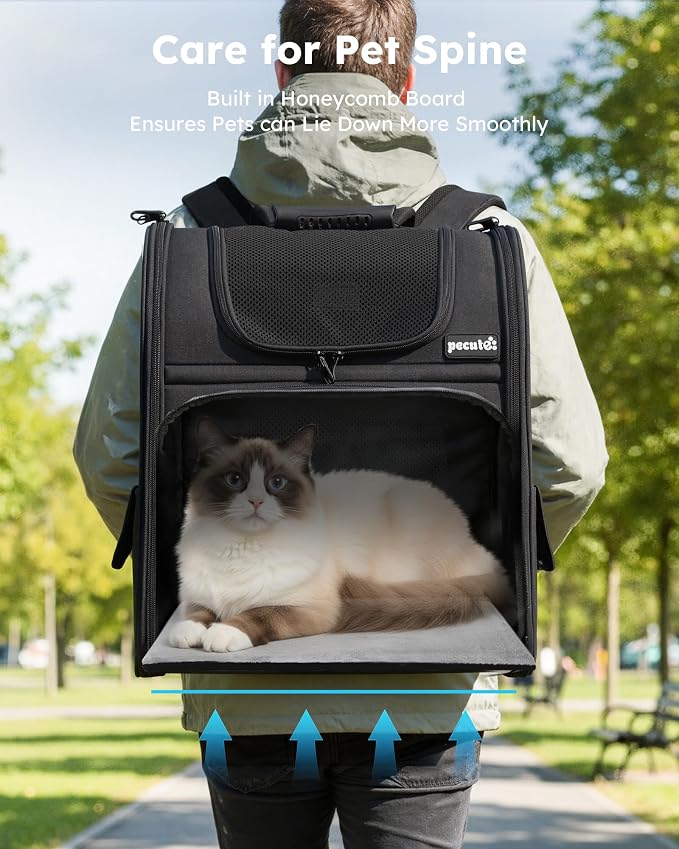 Pecute Cat Backpack Carrier XL, Expandable Pet Backpack - Image 8