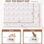 Cute Pink Bow Dog Food Mat for Floors, Heart Absorbent Pet Food and Water Bowl - Image 2