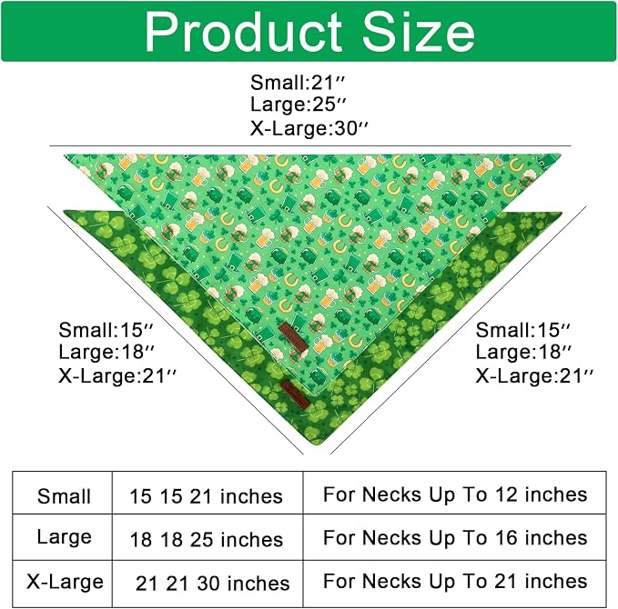 ARING PET St Patrick's Dog Bandana 2 Pack-Green Clovers Dog Bandanas, - Image 3