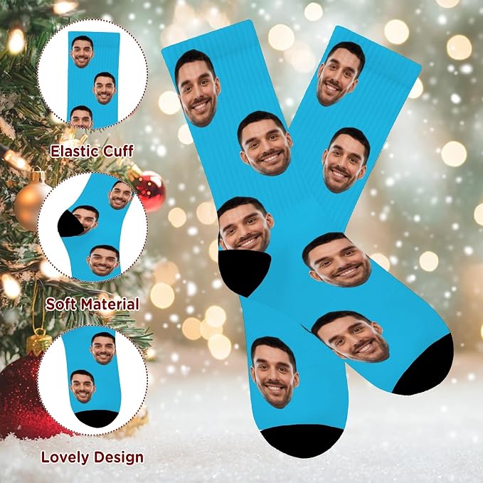 D-Story Custom Face Socks, Personalized Photo Picture on Socks, Unisex Athletic - Image 4