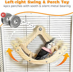 Rocking Bird Toys Perch for Window and Cage, Bird Perch for Wall Suction Mount - Image 3