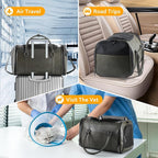 Stylish Leather Pet Carrier for Small Dogs and Cats Up to 15 lbs, Airline - Image 6
