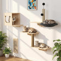 Cat Wall Shelves, Wooden Multi-Level Cat Climbing Furniture, Sisal Scratcher by Cakhdry