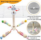 Bird Stand Perch Toy with Bells, Interactive Spinning Parakeet Toys, Wooden - Image 2