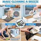 Cat Litter Box with Litter Mat, Foldable Extra Large Free in and Out/One-Way - Image 6