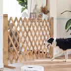 MYOYAY 2PCS Expandable Instant Fence Retractable Wooden Fence Wooden Pet Gate - Image 4