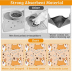 Corgi Feeding Mat, Cute Dogs Absorbent Quick-Dry Cat Dog Food and Water Bowl - Image 3