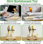 Natural Wood Bird Perch Stand Training, Quaker Parrot Toys, Intelligence Puzzle - Image 5