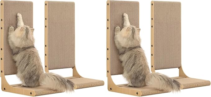 Zakkart 4-Pack Cat Scratching Board, 25.6'' Tall Cardboard L Shape Vertical Cat by Zakkart