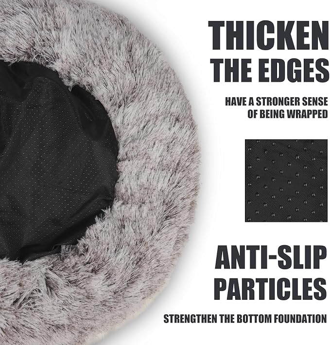 ShinHye Cat Bed Round Plush Fluffy Hooded Cat Bed Cave, Cozy - Image 6