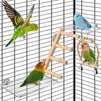 4Pcs Bird Perches Toys, Stainless Steel Perch Platform, Natural Wood Parrot by DBNESS