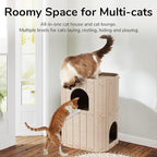 FUKUMARU Cat House for Indoor Cats, 23.62 Inch Large Cat Bed Cave Condo - Image 2