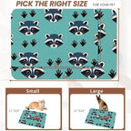 Cute Raccoon Dog Food Mat for Floors, Absorbent Pet Food and Water Bowl Mats - Image 2