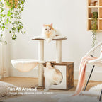 FEANDREA Small Cat Tree for Kittens, Modern Cat Tower for Indoor Cats, Cat Condo - Image 3
