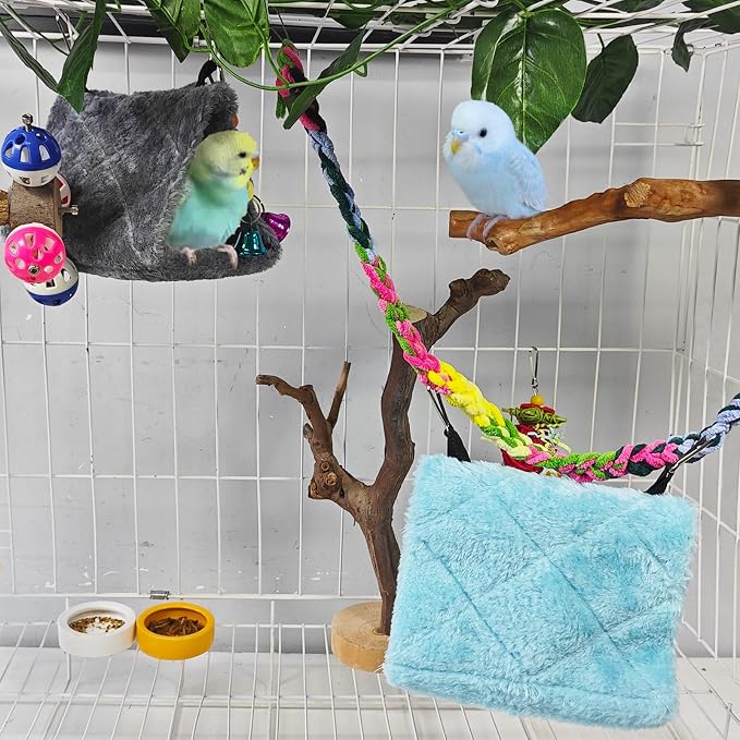 Tfwadmx 2Pcs Bird Tent Plush Hammock Hanging Warm Hut Nest - Image 4
