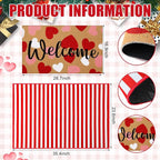 Tinideya 2 Pcs Valentine Door Mat Heart Welcome Outdoor Non Slip Coir Mats Red - Image 2