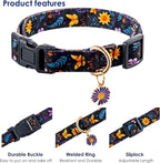 Cotton Dog Collar Purple Flower Pattern - Image 3