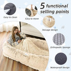Human Dog Bed, Washable Faux Fur Pet Bed - Image 3
