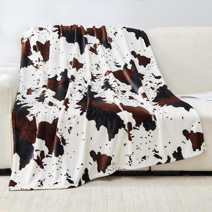 Bnuitland Cow Printed Fleece Flannel Throw Blanket, 300 GSM Double Sided Fuzzy by BNUITLAND