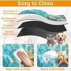 Starfish Shells Dog Cat Food Mat, Sea Beach Absorbent Waterproof Placemat - Image 5
