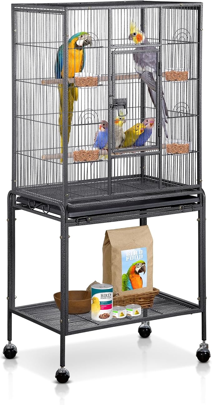 SUPER DEAL 53-Inch Rolling Bird Cage Large Wrought Iron Cage by Superdeal