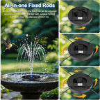 Solar Fountain Pump with 3 Spray Height Adjustments, Upgraded Glass Solar Bird - Image 2