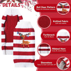 Christmas Dog Sweaters Xmas Pet Outfits Striped Elk Costume Holiday Clothes - Image 3