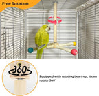Large Bird Stand Perch Toy for Cage, Interactive Spinning Toys, Wooden Exercise - Image 4